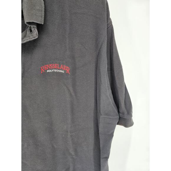 Rensselaer Polytech Mens Sz 2XL Short Sleeve Polo Shirt Black Embroidered - Picture 2 of 4